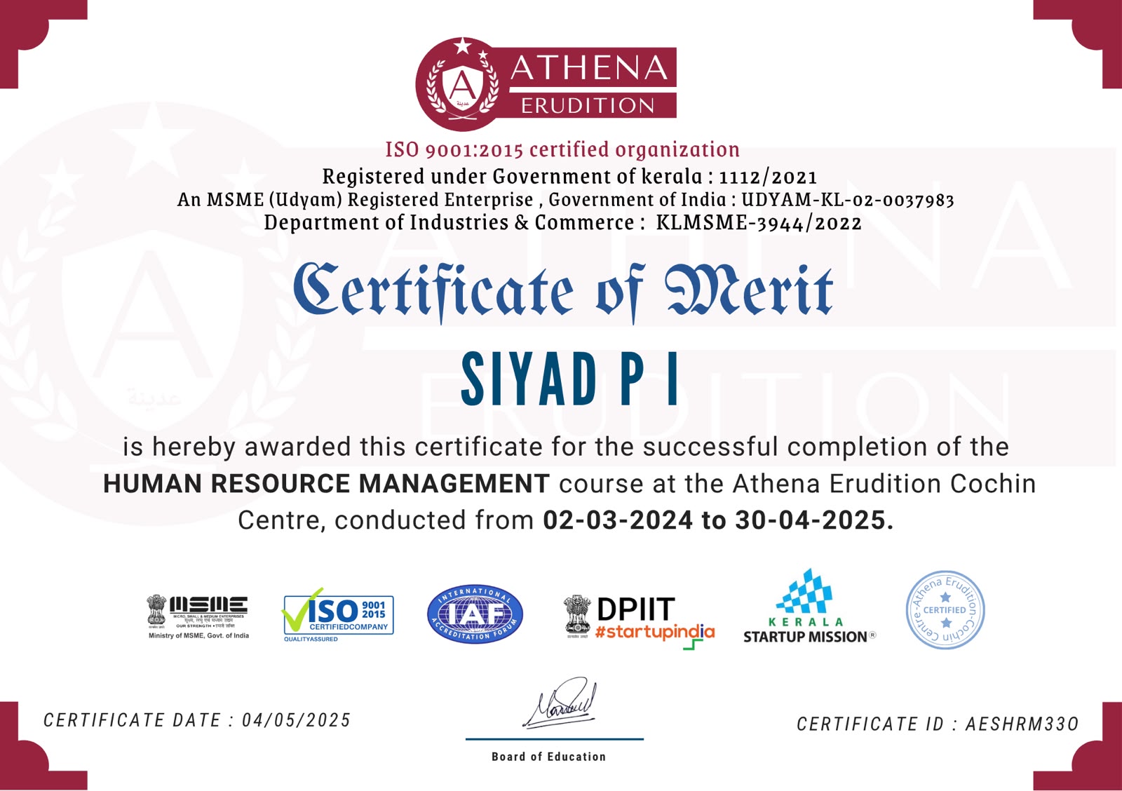 Certificate Sample